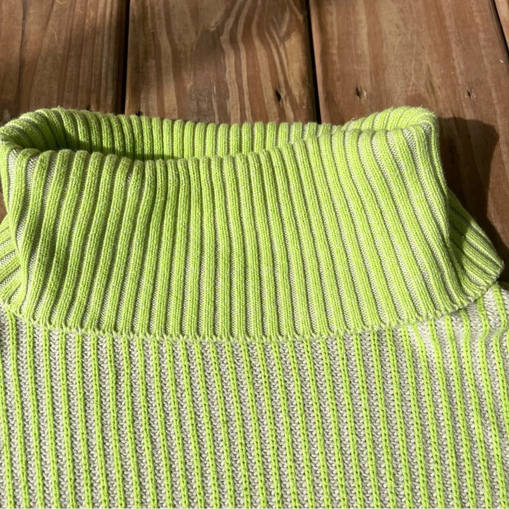 Becca Tilley x Bar III Neon Green Ribbed Turtleneck Sweater XS